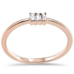 DIAMOND CLOSEOUT! .07ct G SI 14K Rose Gold Baguette Diamond Ring Band Size 6.5