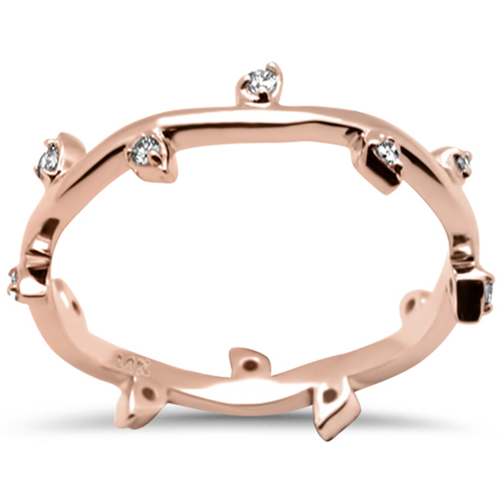 DIAMOND CLOSEOUT! .12ct G SI 14K Rose Gold Diamond Leaf Design Ring Band