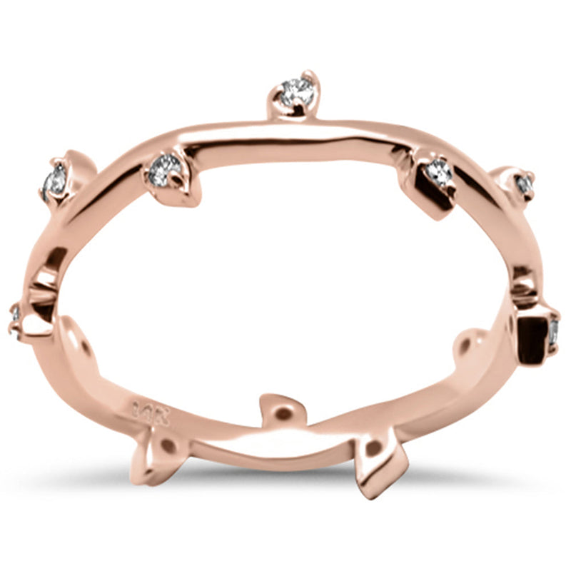 DIAMOND CLOSEOUT! .12ct G SI 14K Rose Gold Diamond Leaf Design Ring Band