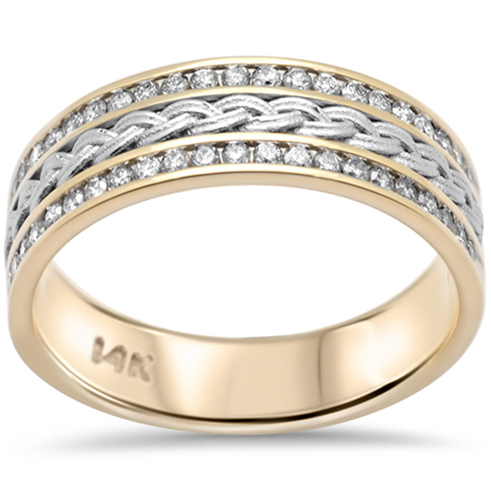 SPECIAL! .52ct G SI 14K Two Tone Gold Diamond Engraved Style Men's Ring Band