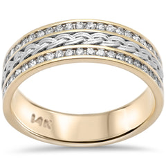 SPECIAL! .52ct G SI 14K Two Tone Gold Diamond Engraved Style Men's Ring Band
