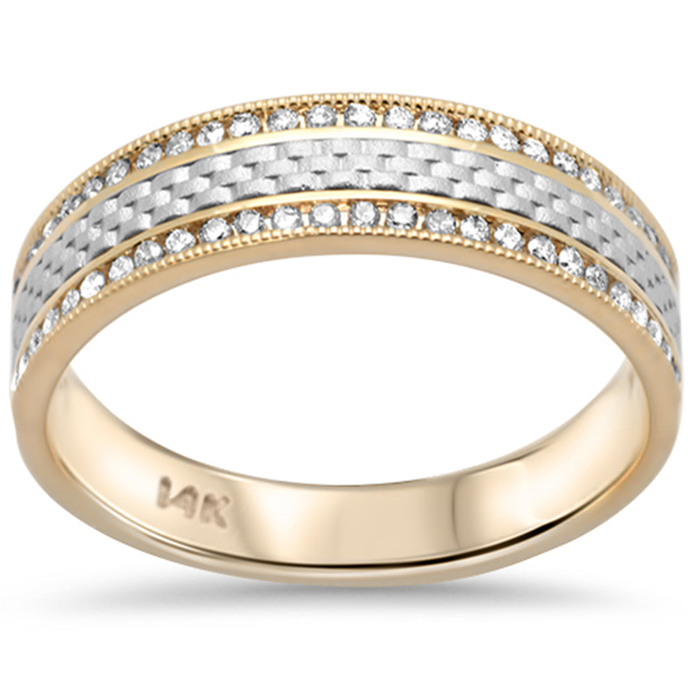 SPECIAL!.32ct G SI 14K Two Tone Gold Engraved Style Men's Diamond Ring Band Size 10