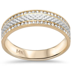 SPECIAL!.32ct G SI 14K Two Tone Gold Engraved Style Men's Diamond Ring Band Size 10