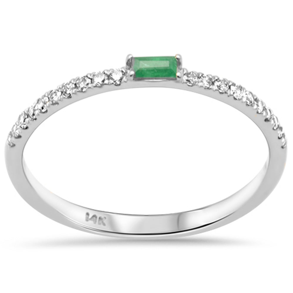 .18ct G SI 14K White Gold Diamonds & Emerald Gemstone Ring Size 6.5
