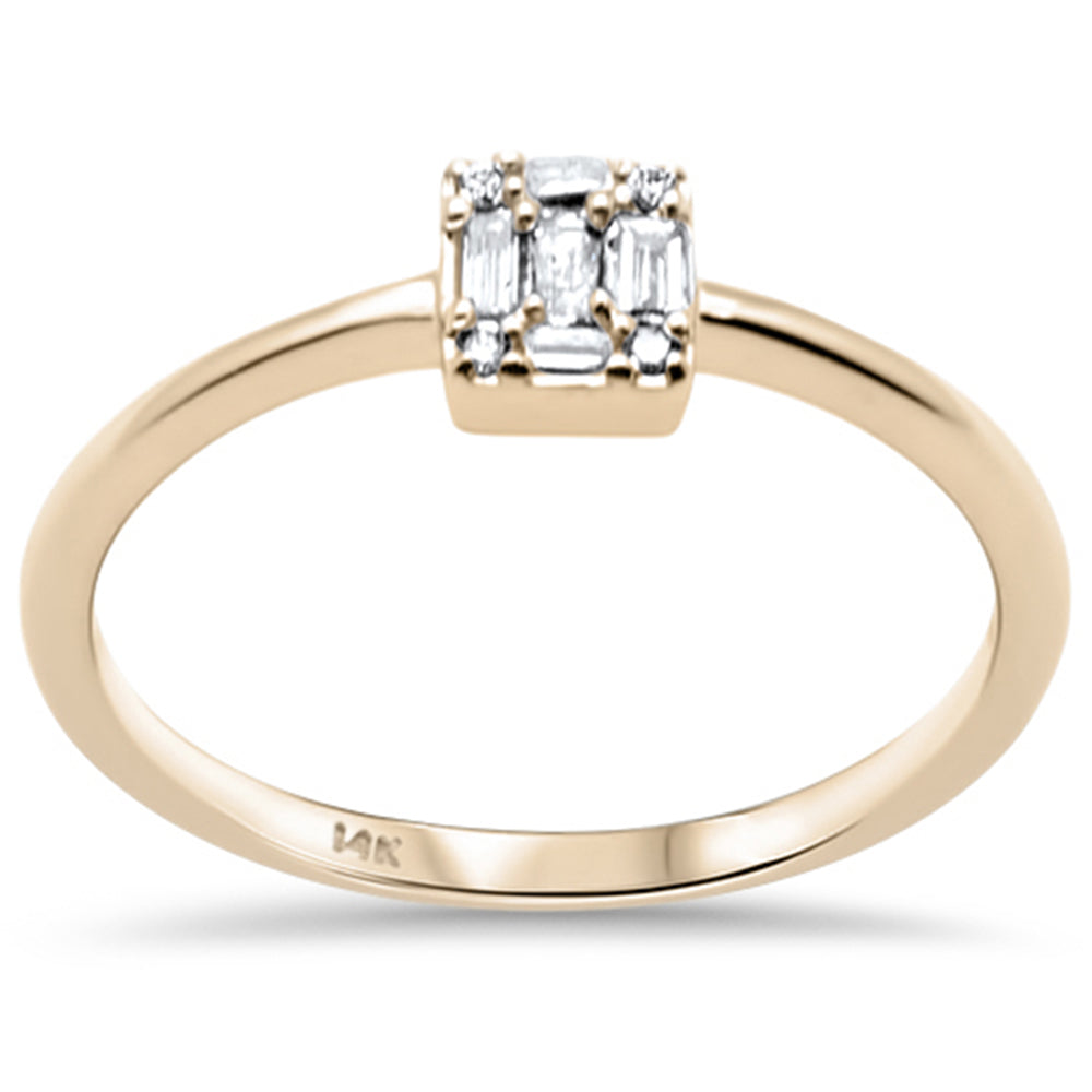 DIAMOND CLOSEOUT! .11ct G SI 14K Yellow Gold Round & Baguette Diamond Ring Size 6.5