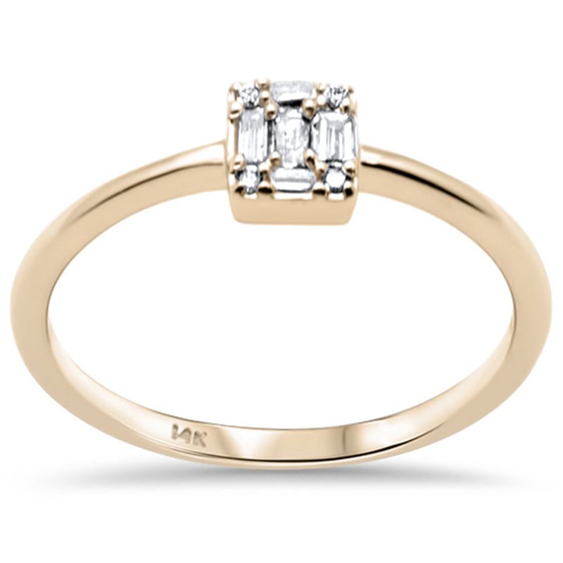 DIAMOND CLOSEOUT! .11ct G SI 14K Yellow Gold Round & Baguette Diamond Ring Size 6.5