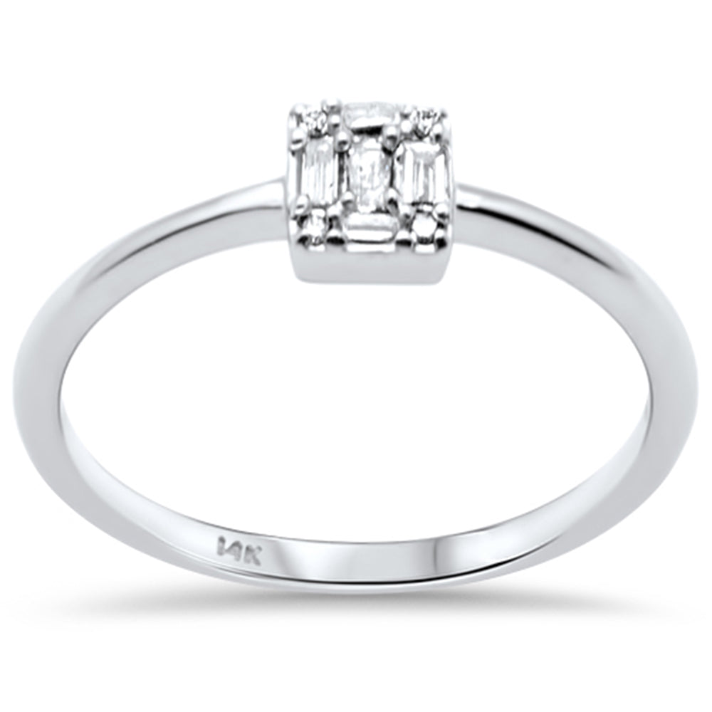 DIAMOND CLOSEOUT! .11ct G SI 14K White Gold Round & Baguette Diamond Ring Size 6.5