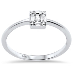 DIAMOND CLOSEOUT! .11ct G SI 14K White Gold Round & Baguette Diamond Ring Size 6.5