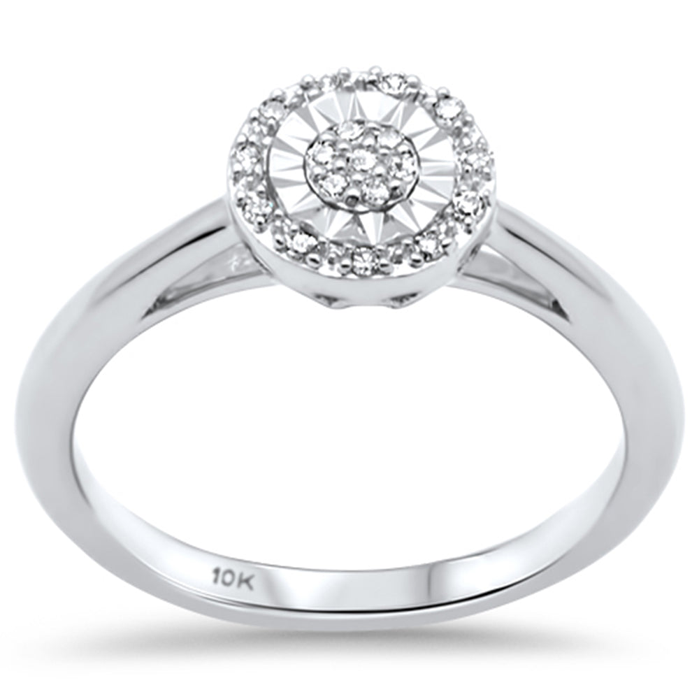 DIAMOND CLOSEOUT! .09ct G SI 10K White Gold Miracle Illusion Setting Diamond Ring Band Size 6.5