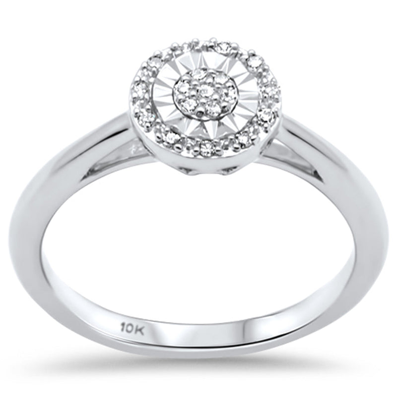 DIAMOND CLOSEOUT! .09ct G SI 10K White Gold Miracle Illusion Setting Diamond Ring Band Size 6.5