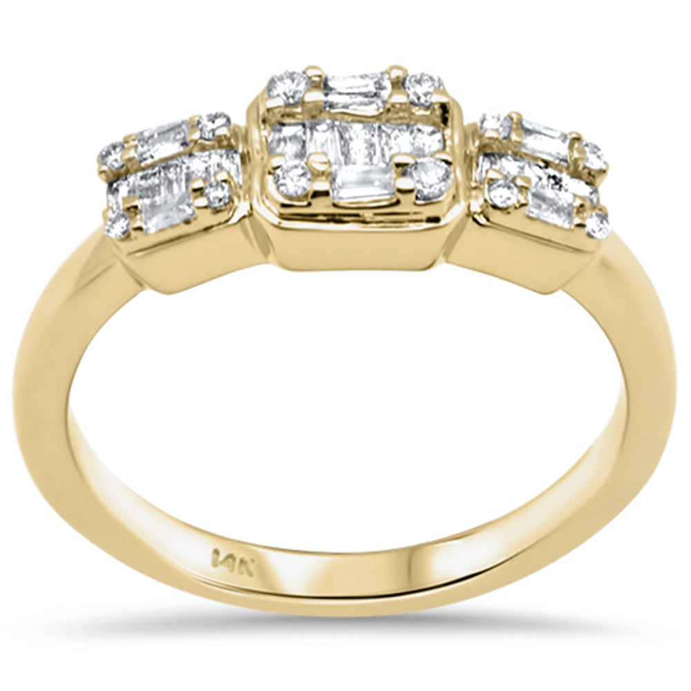 DIAMOND CLOSEOUT! .30ct G SI 14K Yellow Gold Round & Baguette Diamond Ring Band Size 6.5