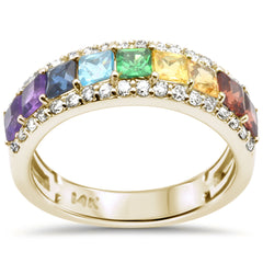 GEMSTONE CLOSEOUT !  1.88ct G SI 14K Yellow Gold Diamond & Multi Color Gemstones & Diamonds Ring Band