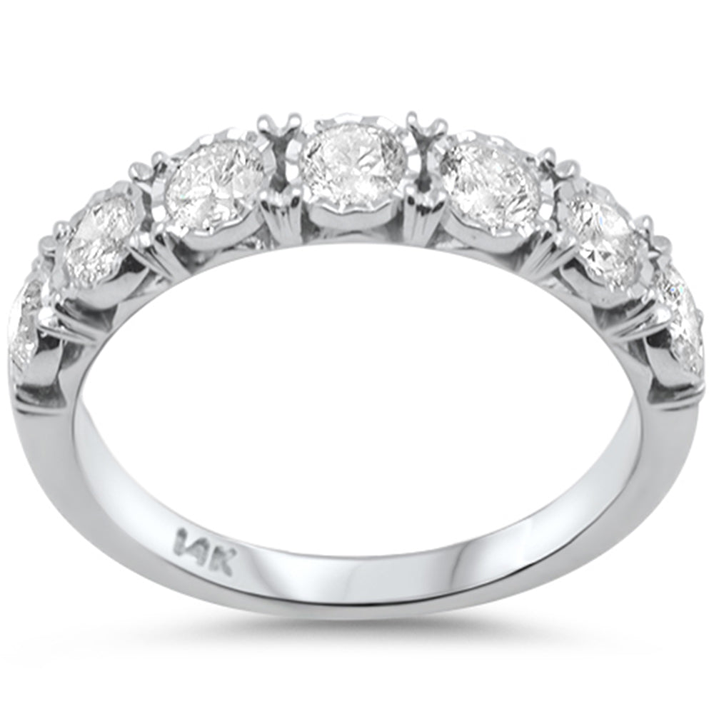 DIAMOND CLOSEOUT! 1.00ct G SI 14K White Gold Diamond 7 Stones Miracle Illusion Setting Ring Anniversary Band Size 7