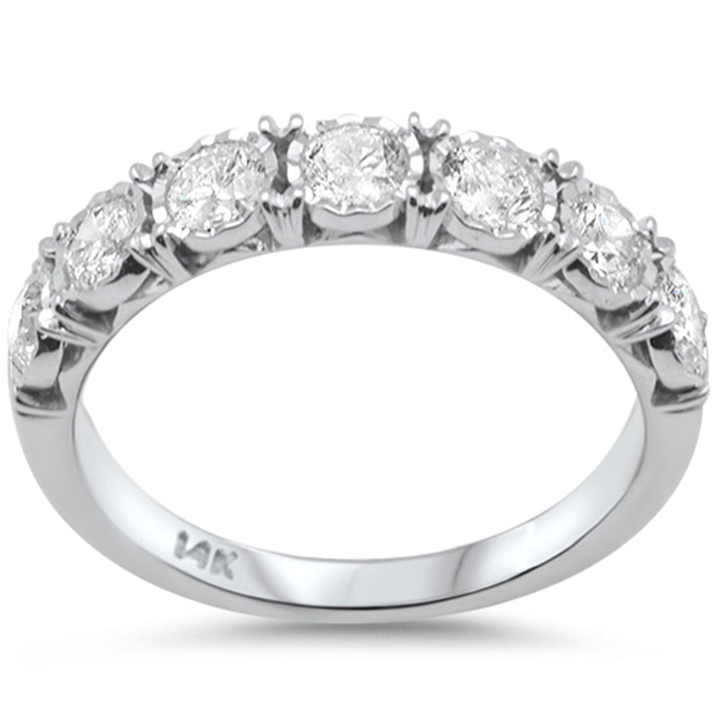 DIAMOND CLOSEOUT! 1.00ct G SI 14K White Gold Diamond 7 Stones Miracle Illusion Setting Ring Anniversary Band Size 7