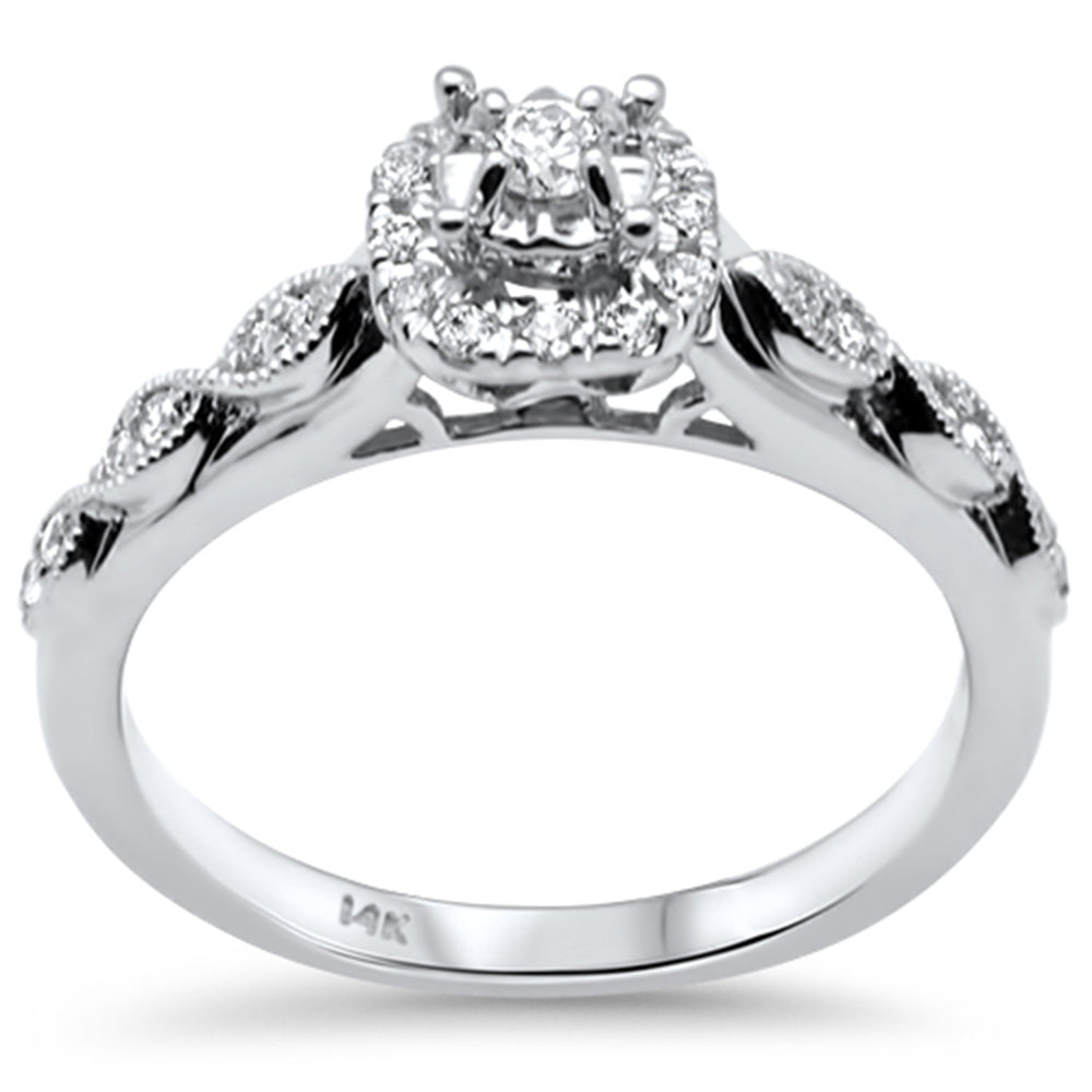 SPECIAL! .34ct G SI 14K White Gold Diamond Halo Engagement Ring Size 6.5