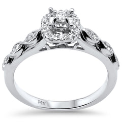 SPECIAL! .34ct G SI 14K White Gold Diamond Halo Engagement Ring Size 6.5