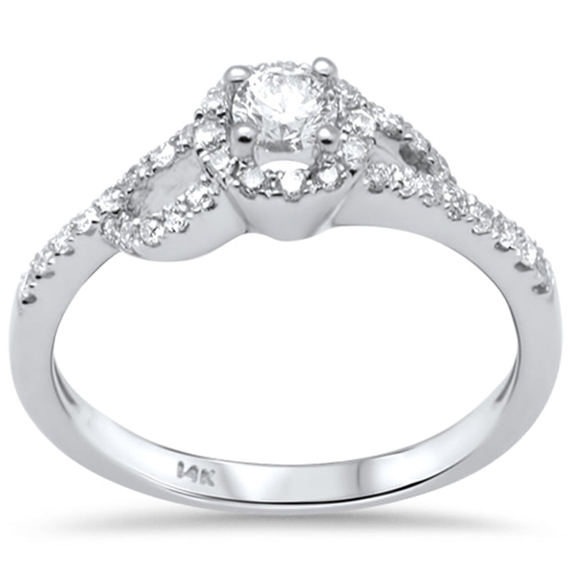 DIAMOND CLOSEOUT! .49ct G SI 14K White Gold Diamond Wrap Around Halo Engagement Ring Set