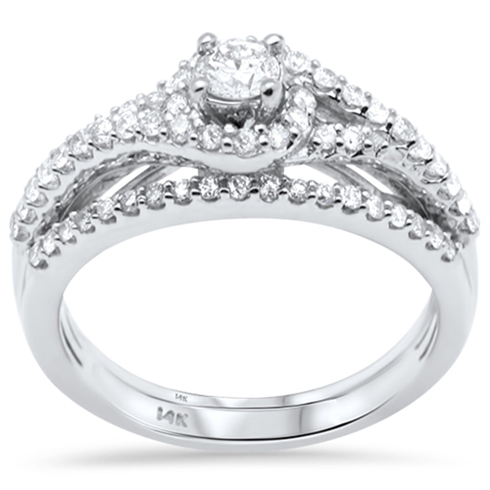 DIAMOND CLOSEOUT! .92ct G SI 14K White Gold Diamond Wrap Around Halo Engagement Ring Set