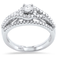 DIAMOND CLOSEOUT! .92ct G SI 14K White Gold Diamond Wrap Around Halo Engagement Ring Set