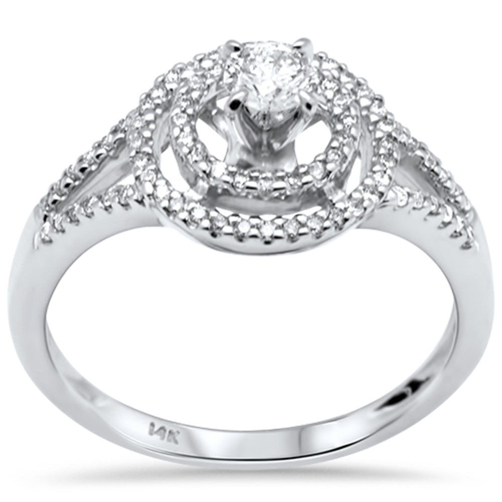 DIAMOND CLOSEOUT! .42ct G SI 14K White Gold Diamond Double Halo Engagement Ring Size 6.5