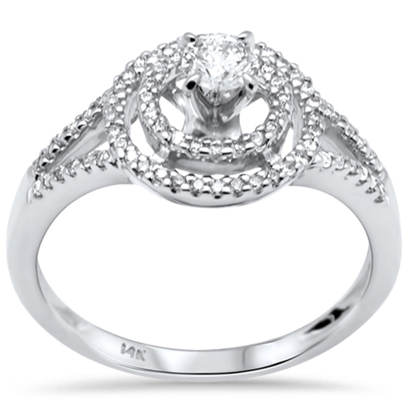 DIAMOND CLOSEOUT! .42ct G SI 14K White Gold Diamond Double Halo Engagement Ring Size 6.5