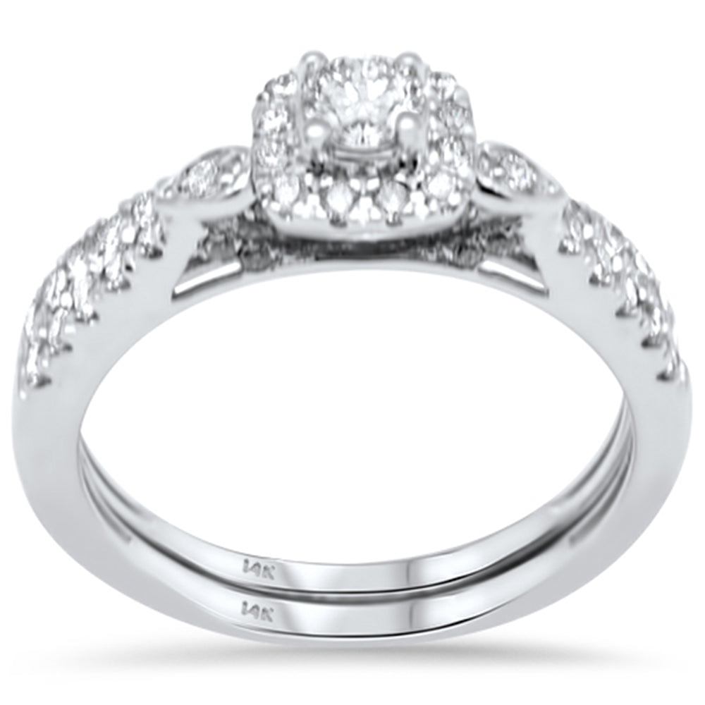 DIAMOND CLOSEOUT! .89ct G SI 14K White Gold Diamond Halo Engagement Ring Size 6.5