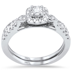 DIAMOND CLOSEOUT! .89ct G SI 14K White Gold Diamond Halo Engagement Ring Size 6.5