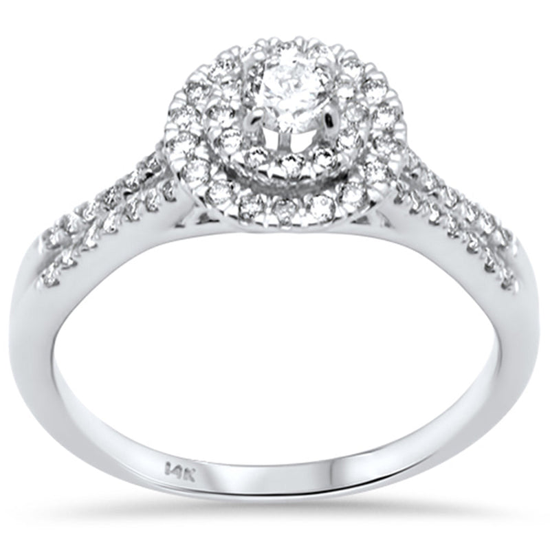 SPECIAL! .41ct G SI 14K White Gold Diamond Double Halo Engagement Ring Size 6.5