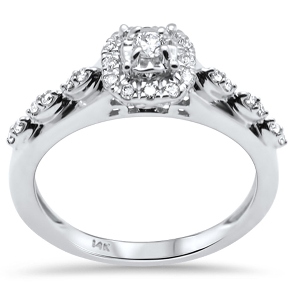 DIAMOND CLOSEOUT! .29ct G SI 14K White Gold Diamond Halo Engagement Ring Size 6.5