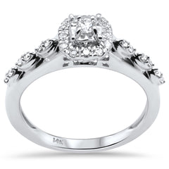 DIAMOND CLOSEOUT! .29ct G SI 14K White Gold Diamond Halo Engagement Ring Size 6.5