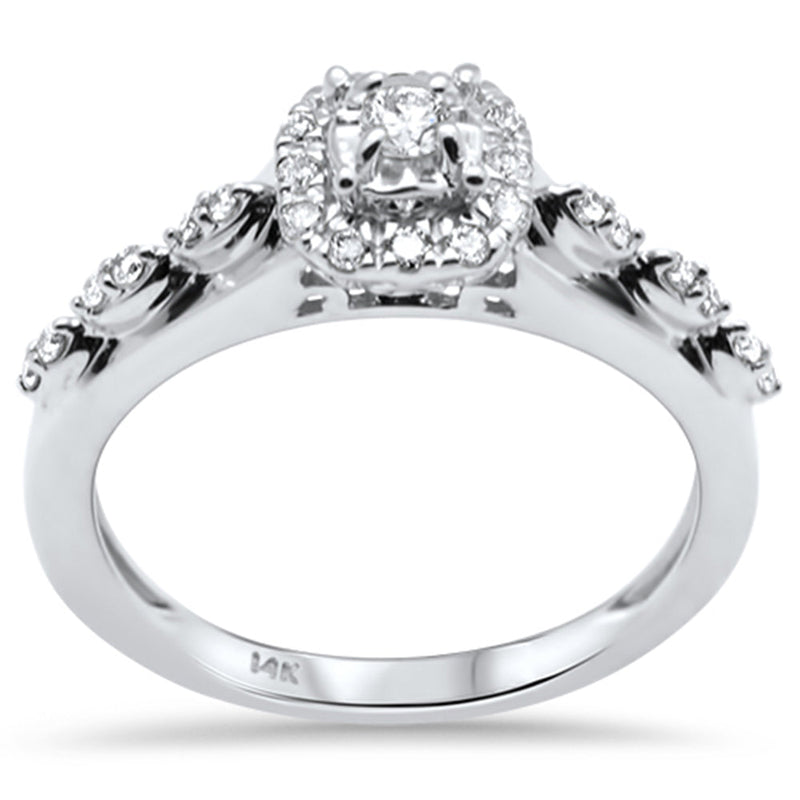 DIAMOND CLOSEOUT! .29ct G SI 14K White Gold Diamond Halo Engagement Ring Size 6.5