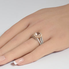 GEMSTONE CLOSEOUT!  2.52ct G SI 14K Two Tone Halo Morganite Gemstone & Diamond Ring Size 6.5