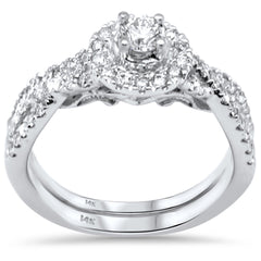 DIAMOND CLOSEOUT! 1.00ct G SI 14K White Gold Diamond Halo Engagement Ring Bridal Set Size 6.5