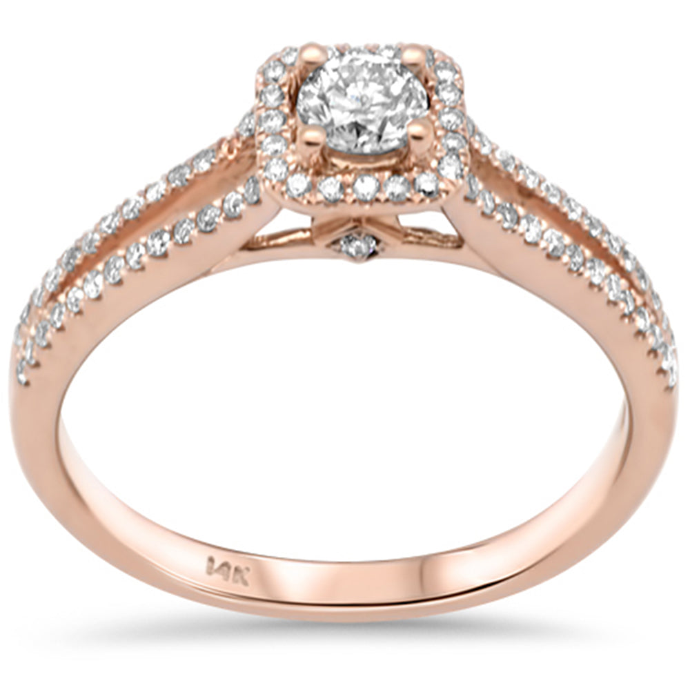 DIAMOND CLOSEOUT! .45ct G SI 14K Rose Gold Diamond Halo Engagement Ring Size 6.5