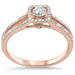 DIAMOND CLOSEOUT! .45ct G SI 14K Rose Gold Diamond Halo Engagement Ring Size 6.5