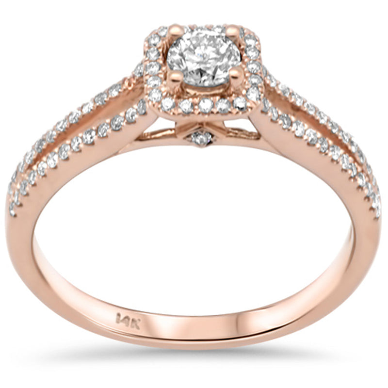 DIAMOND CLOSEOUT! .45ct G SI 14K Rose Gold Diamond Halo Engagement Ring Size 6.5