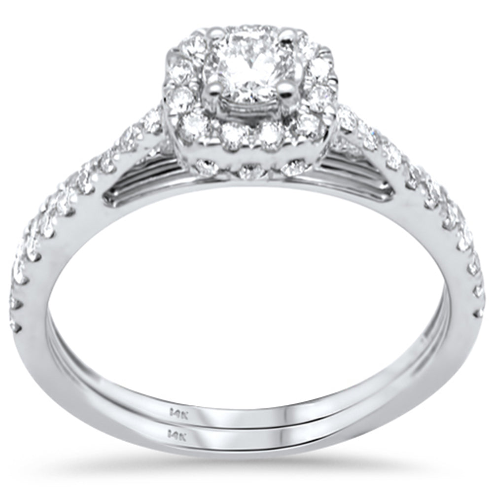 DIAMOND CLOSEOUT! .78ct G SI 14K White Gold Diamond Halo Engagement Ring Set Size 6.5