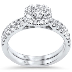 SPECIAL!.95ct G SI 14K White Gold Diamond Halo Engagement Ring Bridal Set Size 6.5