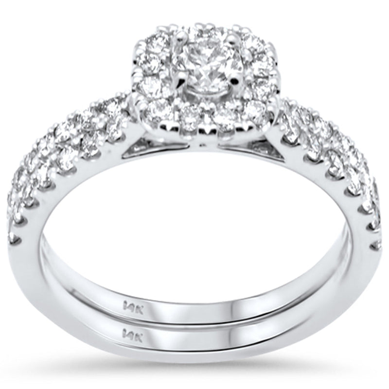 SPECIAL!.95ct G SI 14K White Gold Diamond Halo Engagement Ring Bridal Set Size 6.5