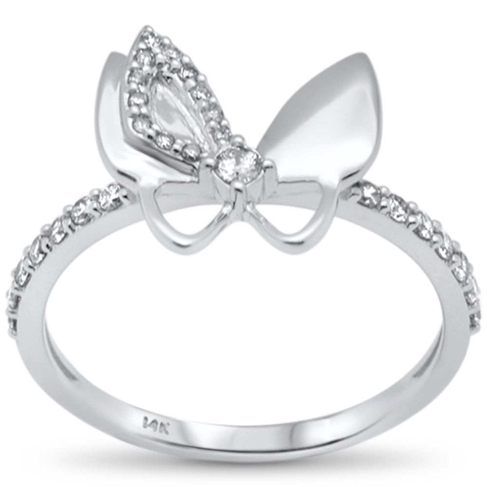 SPECIAL! .26ct G SI 14K White Gold Diamond Butterfly Ring Band Size 6.5