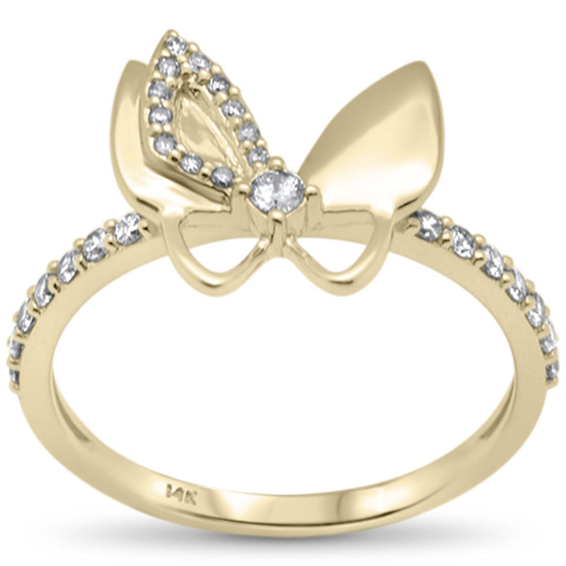 SPECIAL! .26ct G SI 14K Yellow Gold Diamond Butterfly Ring Band Size 6.5