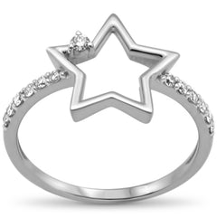 DIAMOND CLOSEOUT! .17ct G SI 14K White Gold Diamond Star Shaped Ring Band Size 6.5