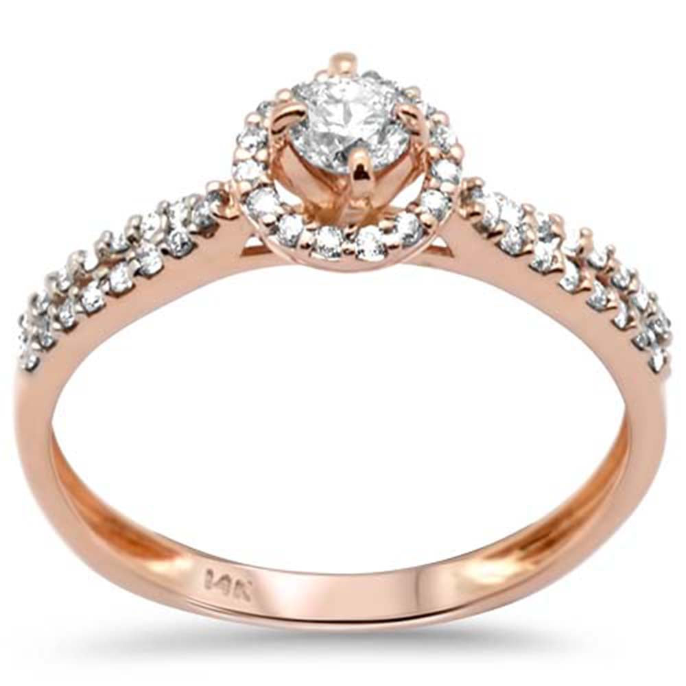 DIAMOND CLOSEOUT! .36ct G SI 14K Rose Gold Diamond Round Shaped Center Diamond Engagement Ring Size 6.5