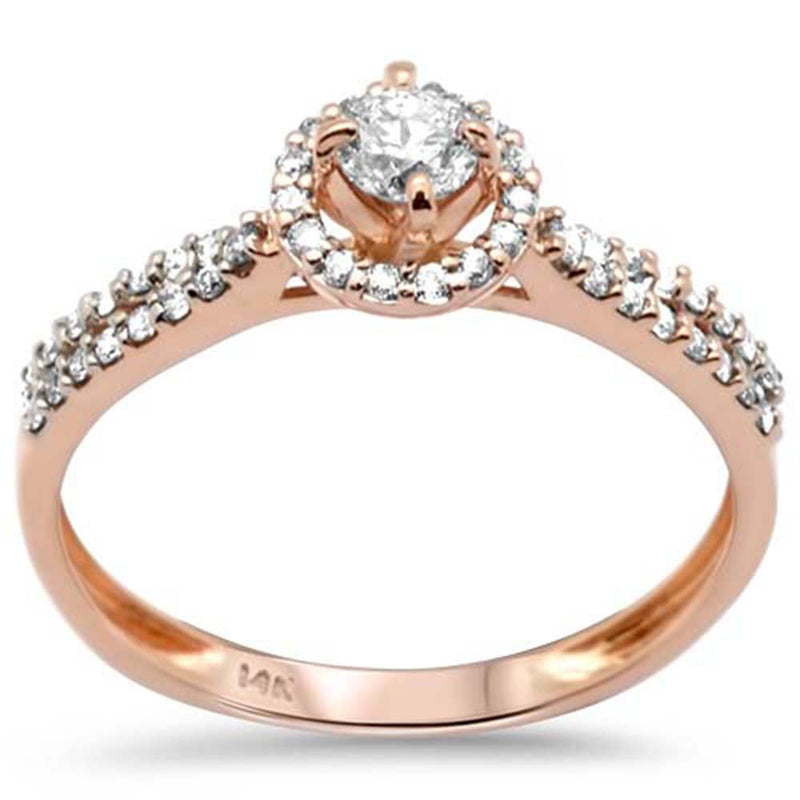 DIAMOND CLOSEOUT! .36ct G SI 14K Rose Gold Diamond Round Shaped Center Diamond Engagement Ring Size 6.5