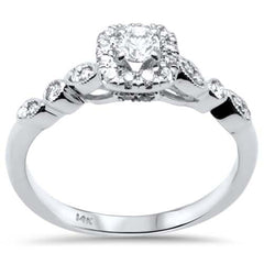 DIAMOND CLOSEOUT! .43ct G SI 14K White Gold Cushion Shaped Diamond Engagement Ring Size 6.5
