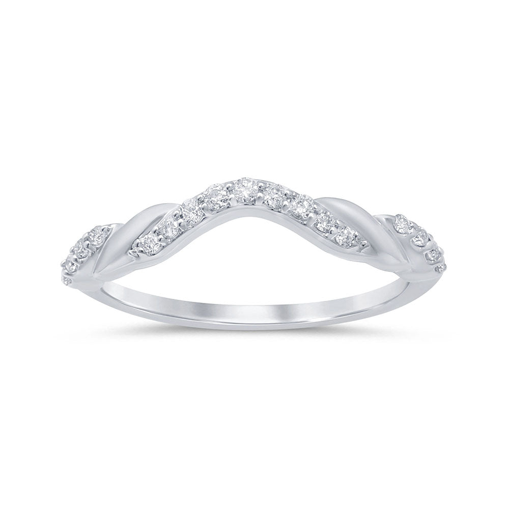 DIAMOND CLOSEOUT! .16ct 14k White Gold Stackable Curved Accent Band Diamond Rinze 6.5