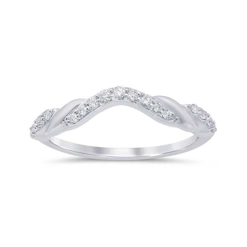 DIAMOND CLOSEOUT! .16ct 14k White Gold Stackable Curved Accent Band Diamond Rinze 6.5