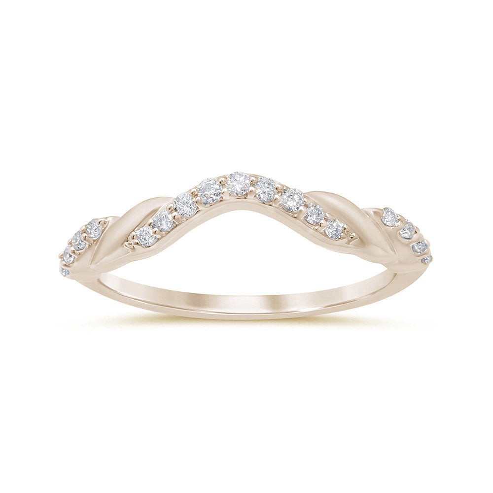 DIAMOND CLOSEOUT! .16ct 14k Yellow Gold Stackable Wedding Anniversary Curved Diamond Band Size 6.5