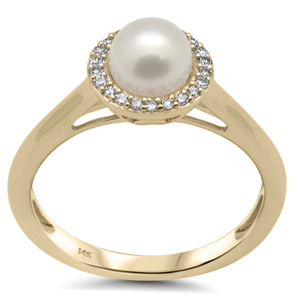 SPECIAL! .10ct G SI 14K Yellow Gold Diamond Pearl & Diamond Ring Band