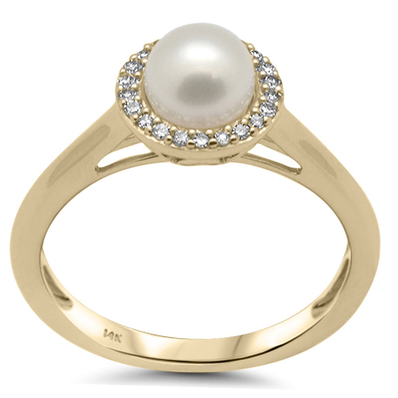 SPECIAL! .10ct G SI 14K Yellow Gold Diamond Pearl & Diamond Ring Band